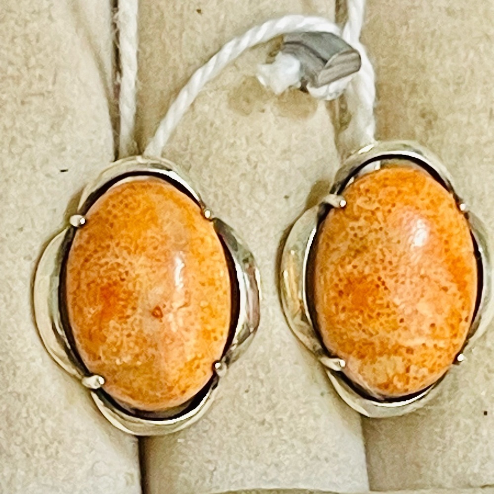 NWT Sterling Silver With Coral Earrings Southwest Style